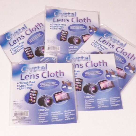 Crystal Lens Accessories - Bundle of 5 Crystal Lens Cleaning Cloths for Glasses & Screens